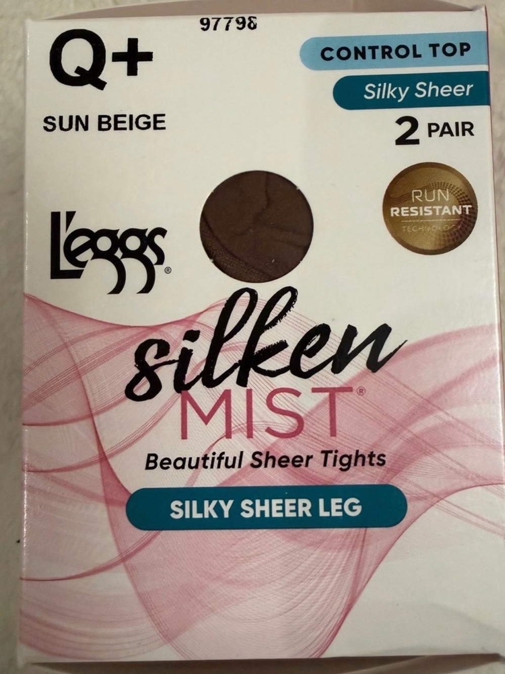 Lot of 4 L'eggs Silken Mist Tights Q+ Plus Size Sun Beige Control Top 2pk each - Picture 3 of 4